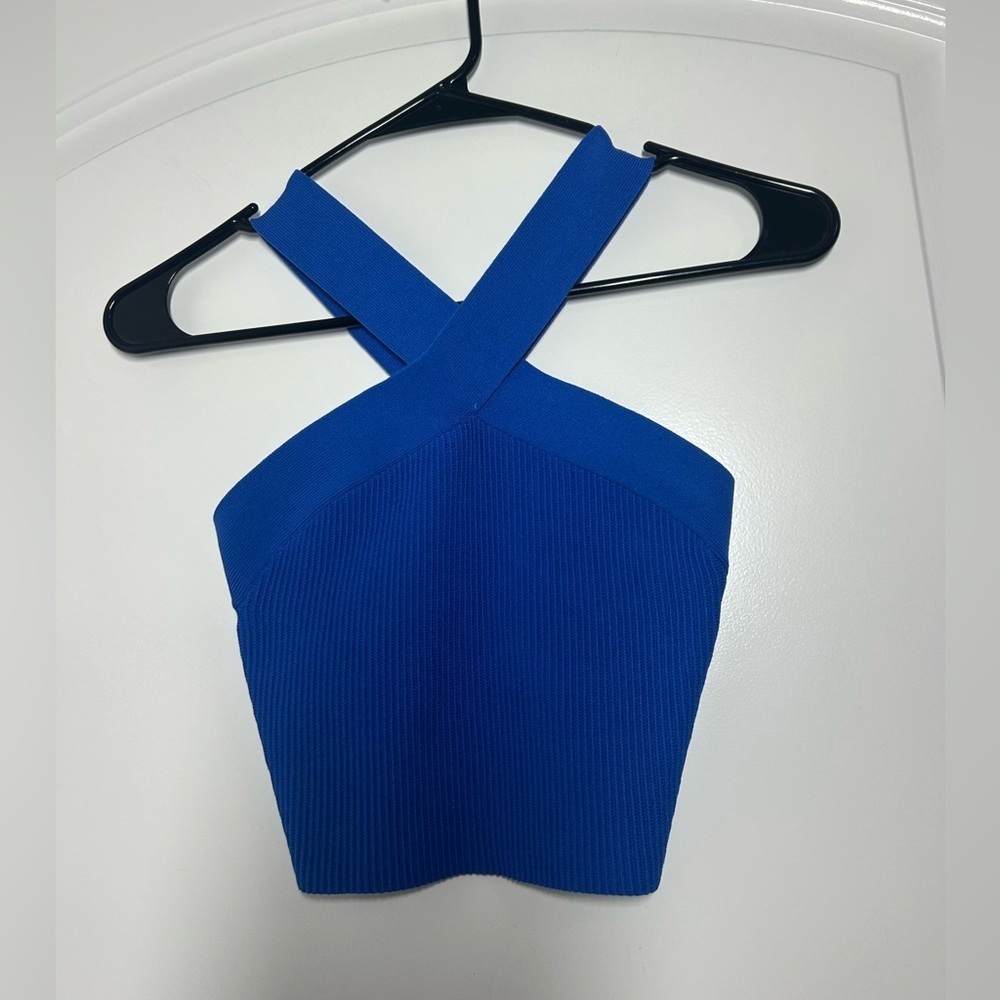Aritzia Babaton Sculpt Knit  Cropped Top cobalt blue size XS 90s chic minimalist